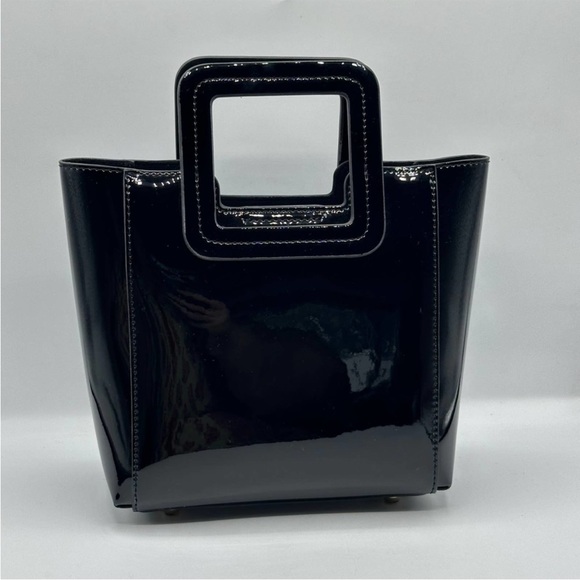 STAUD - MINI SHIRLEY LEATHER BAG BLACK POLISHED - Picture 1 of 5
